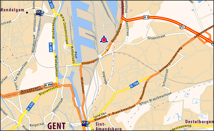 Routeplan houthandel Meeraen N.V. te Gent